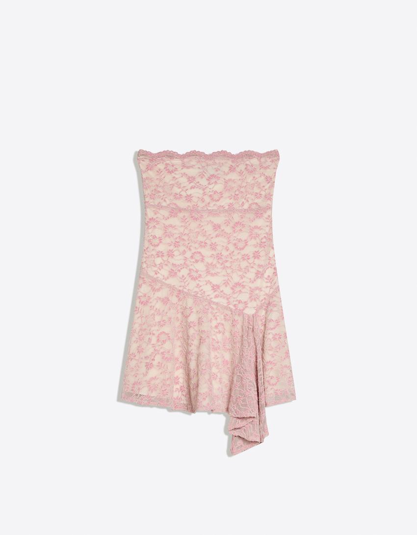 Robe mini bandeau-Rose