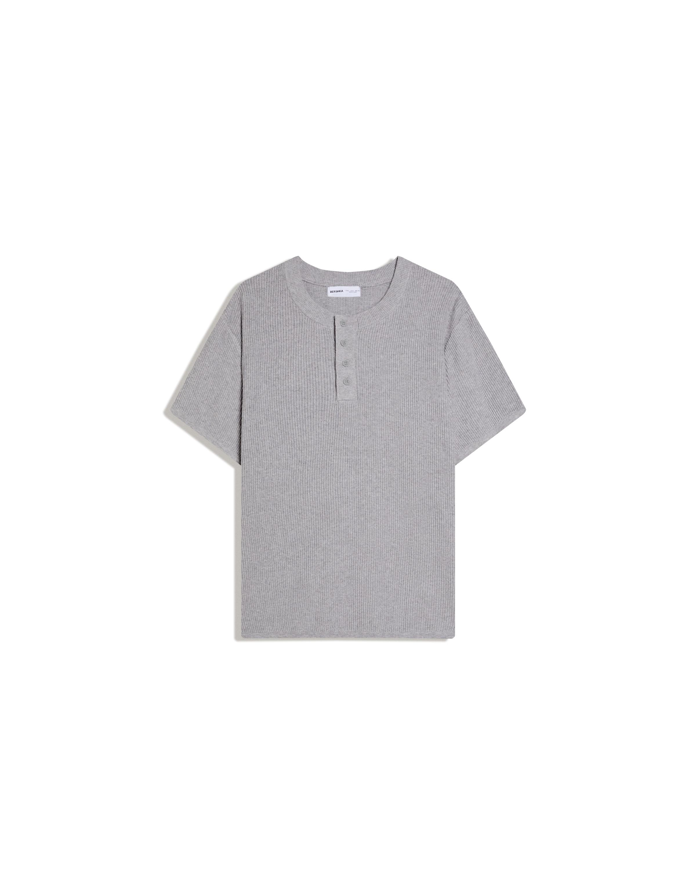 Short sleeve henley T-shirt — Grey