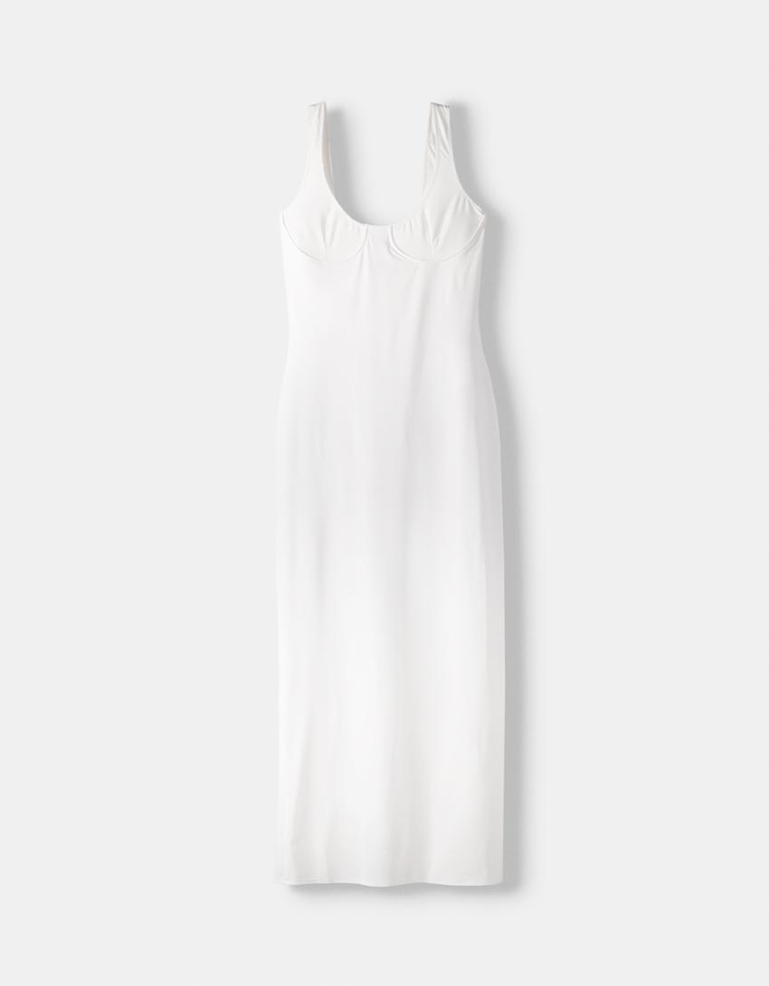 فستان ميدي بودي بحمالات-أبيض مطفي-4