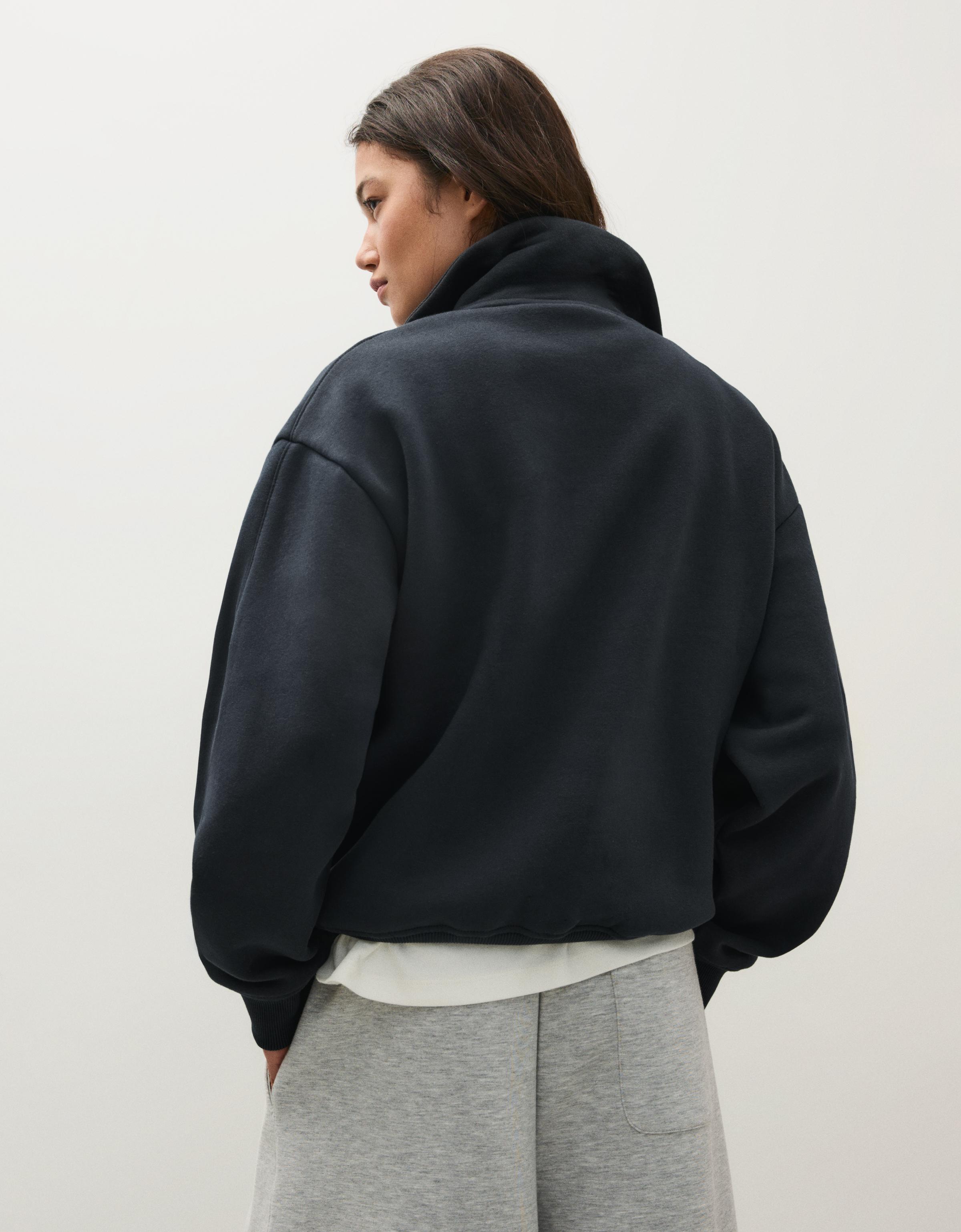 High neck zip-up sweatshirt — Navy