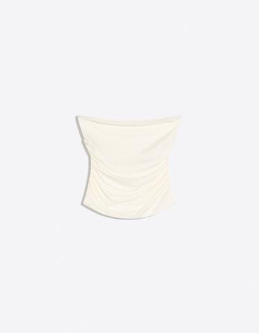 Ruched polyamide bandeau top — Off white 5
