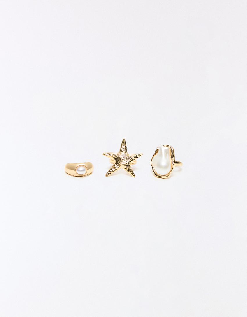 Pack cincin bintang laut-Emas