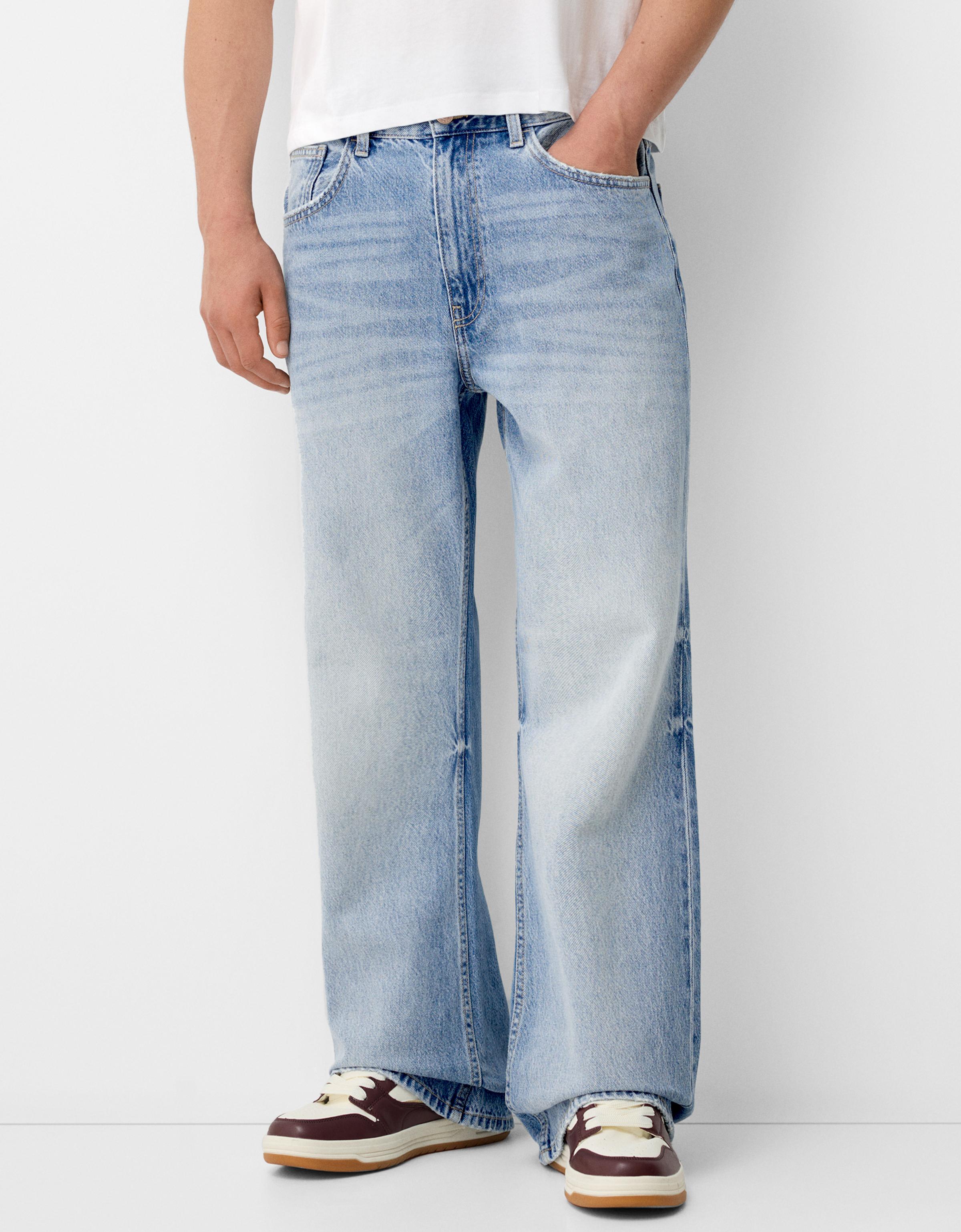 Bershka Jeans-Schlaghose Herren 42 Ausgewaschenes Blau