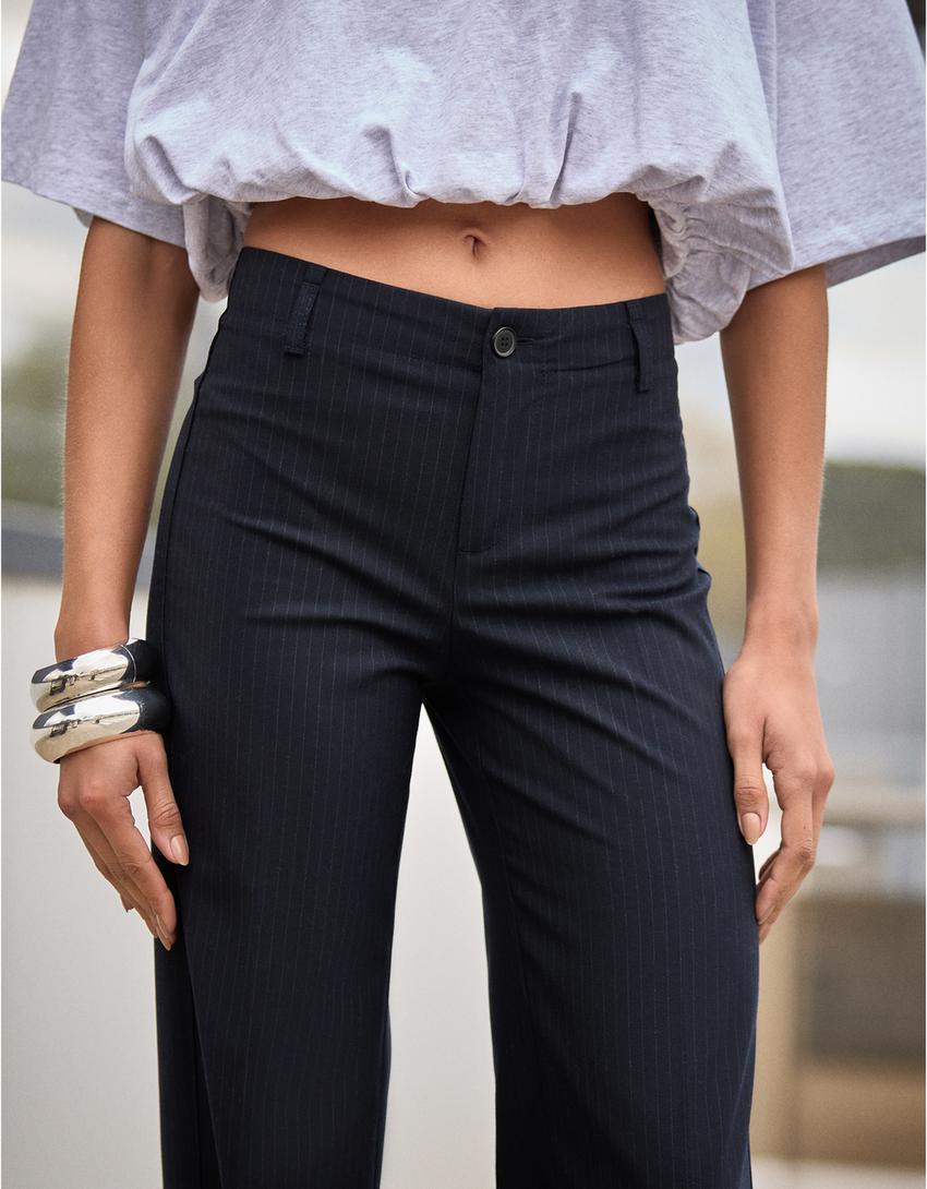 Geniş paça pantolon-Denizci mavisi