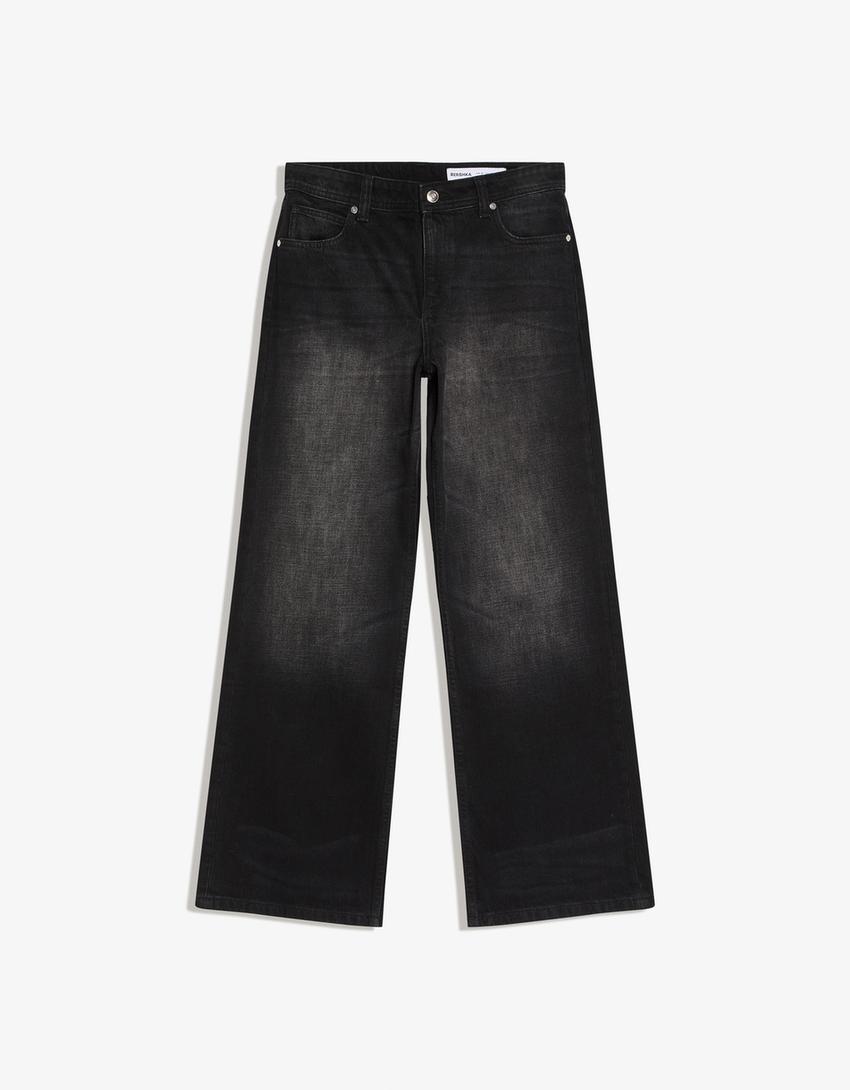 Blugi baggy talie medie-Negru