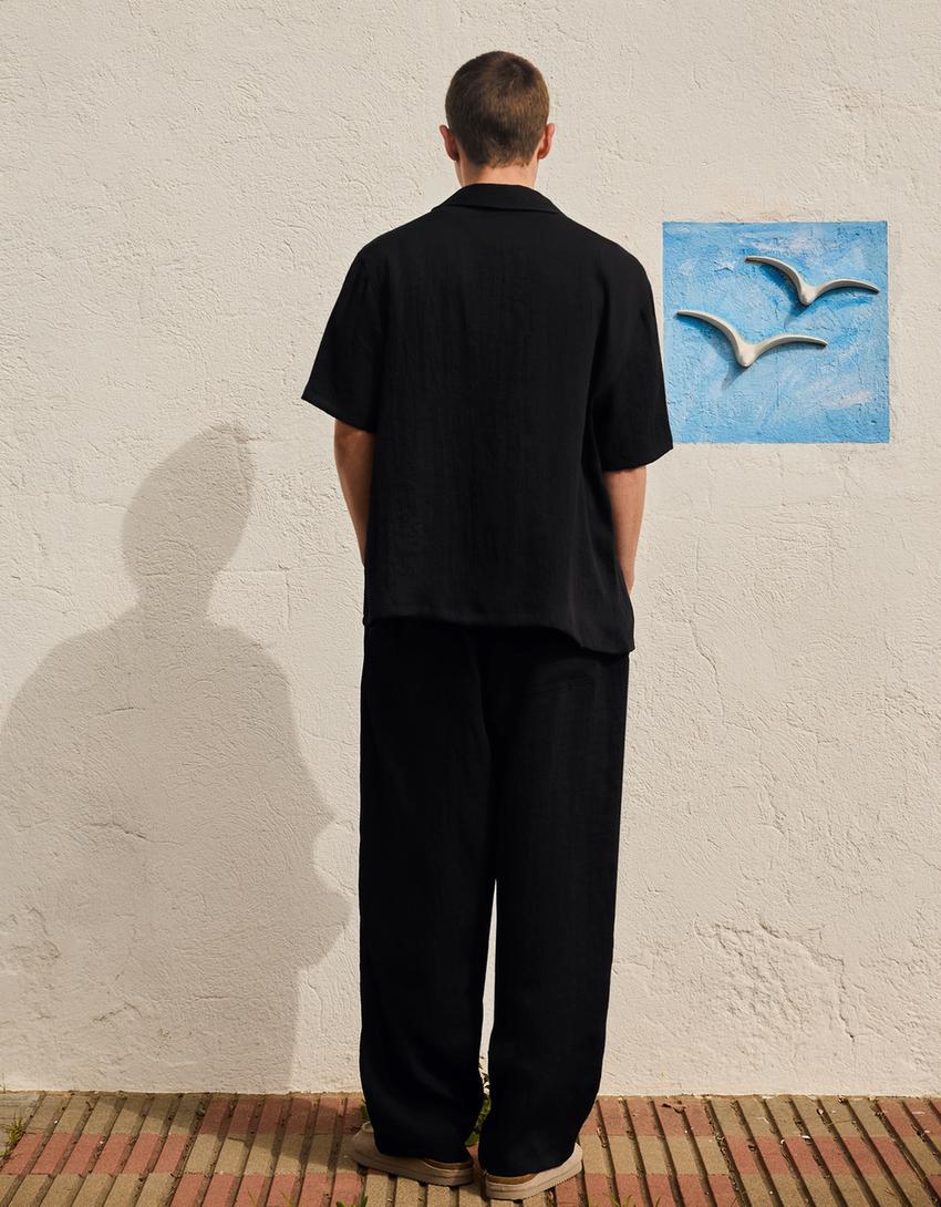 Rustic baggy trousers-Black