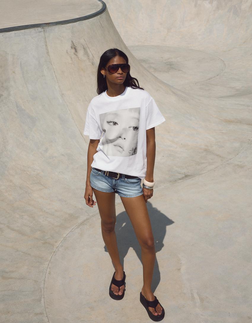 Celana pendek denim mini-Biru muda