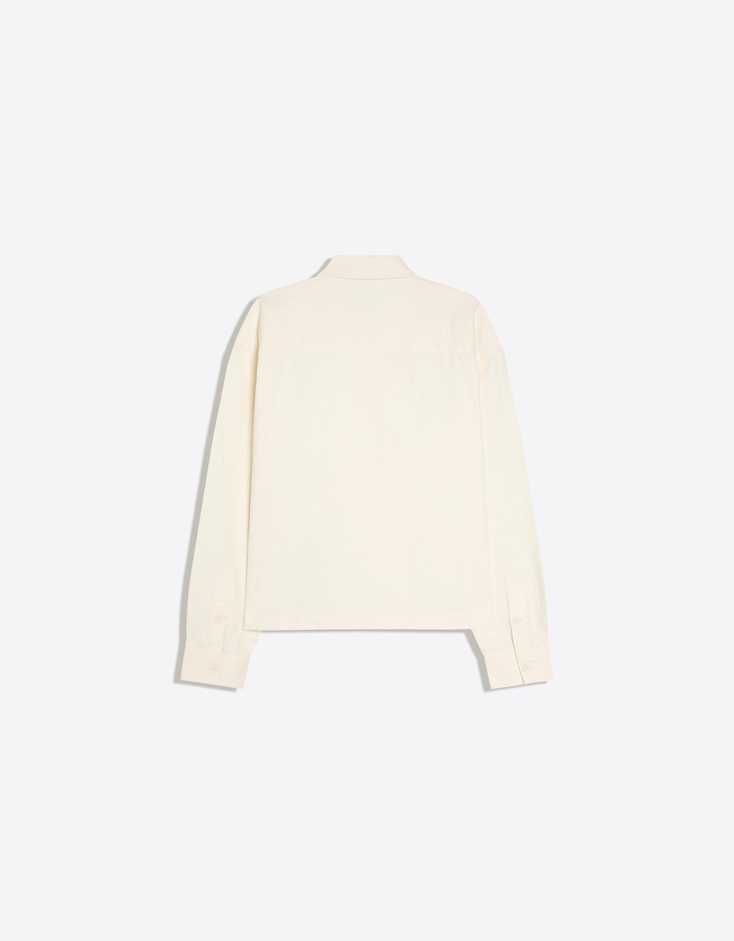 Zip-up overshirt with linen — White