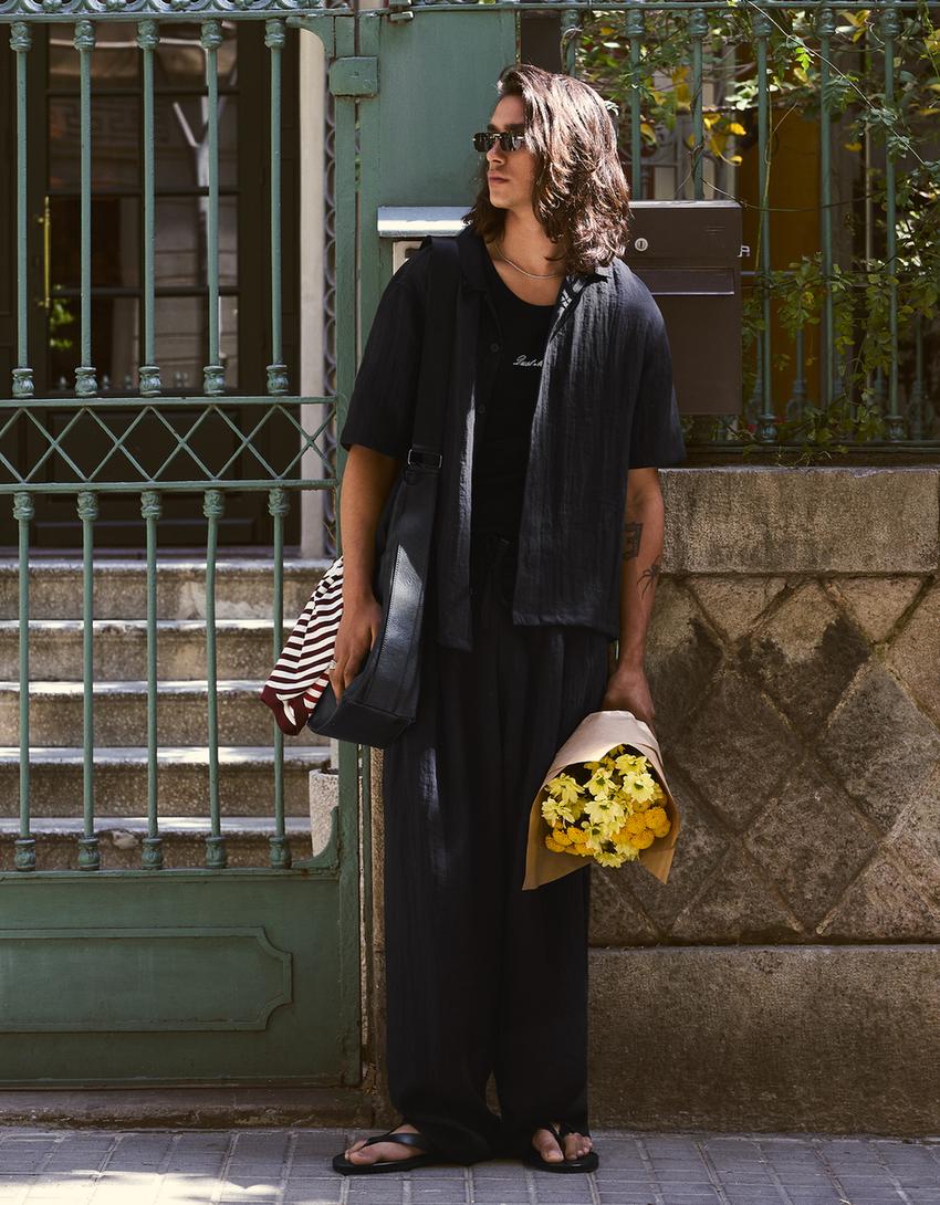 Pantalon baggy rustique-Noir