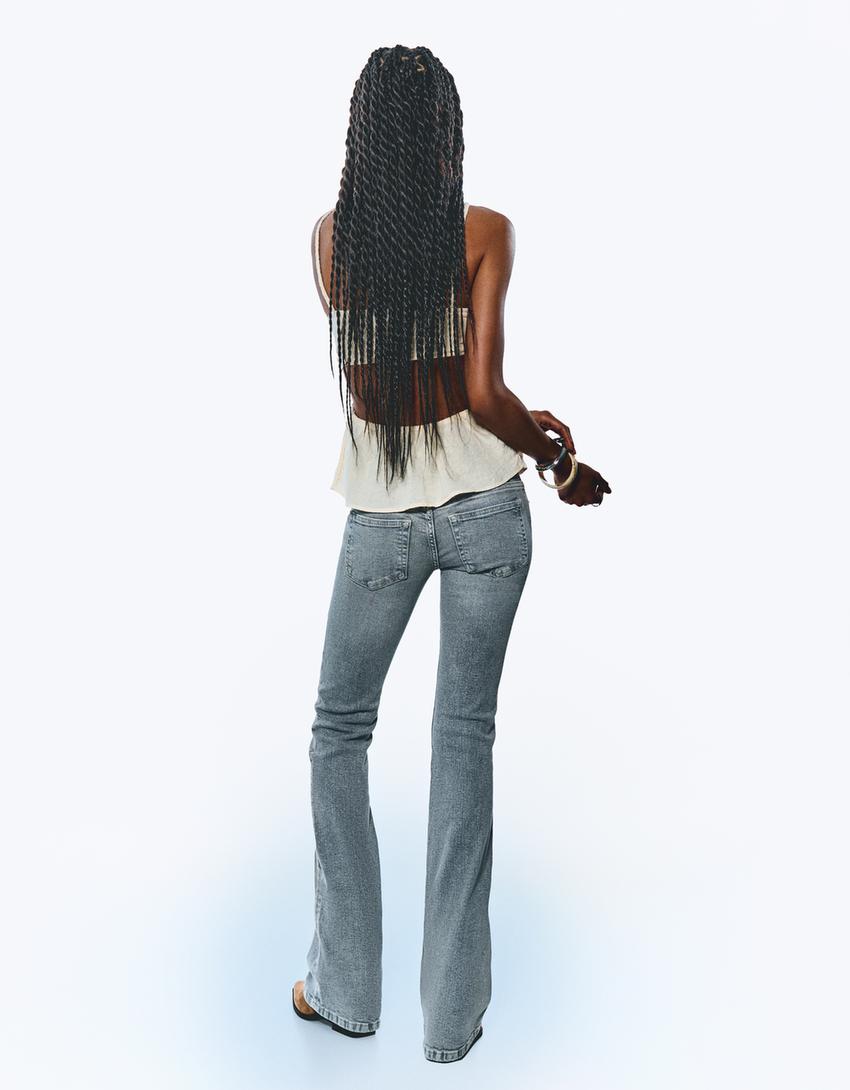 Jean bootcut taille basse-Gris foncé-1