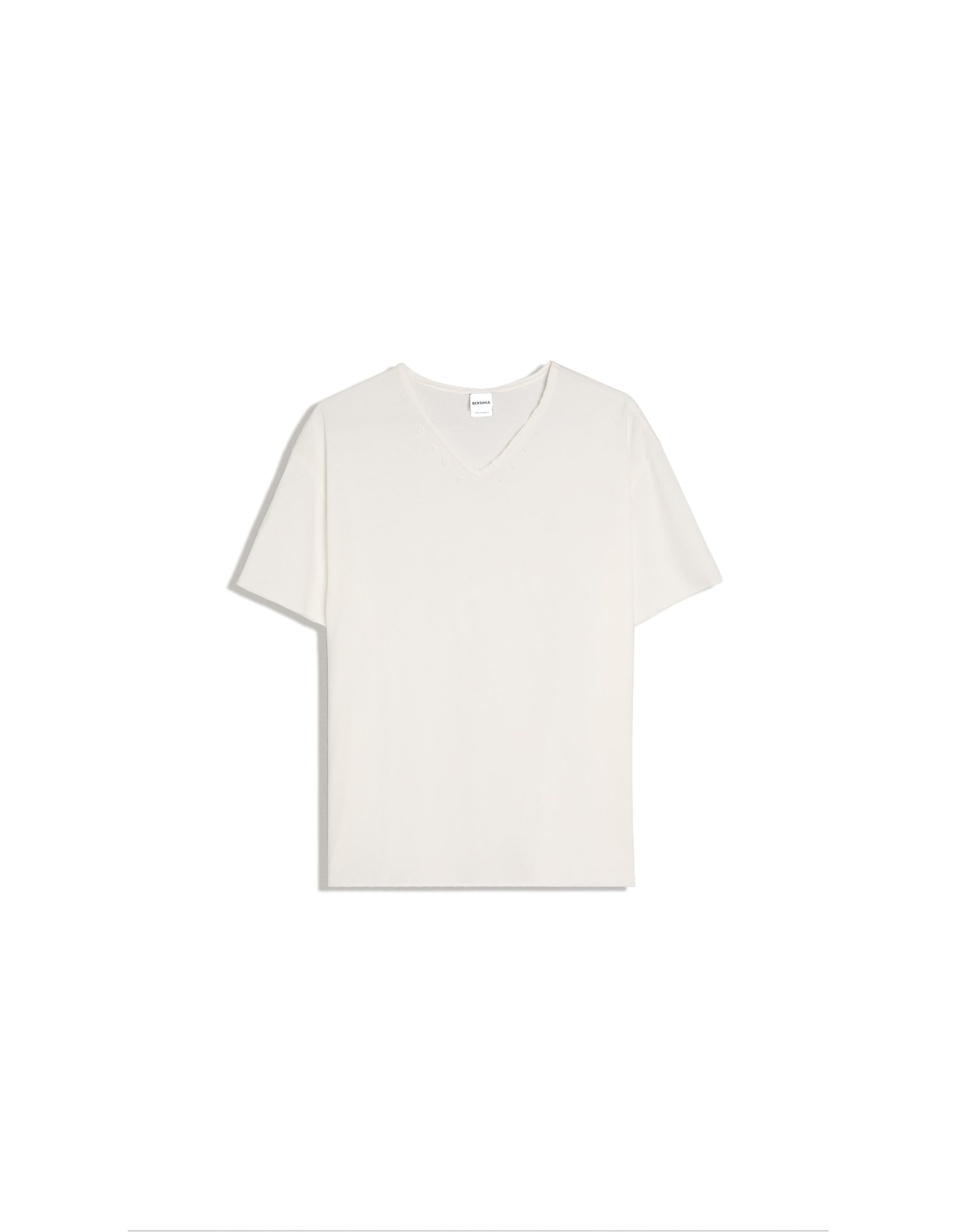 Short-sleeved V-neck T-shirt — White