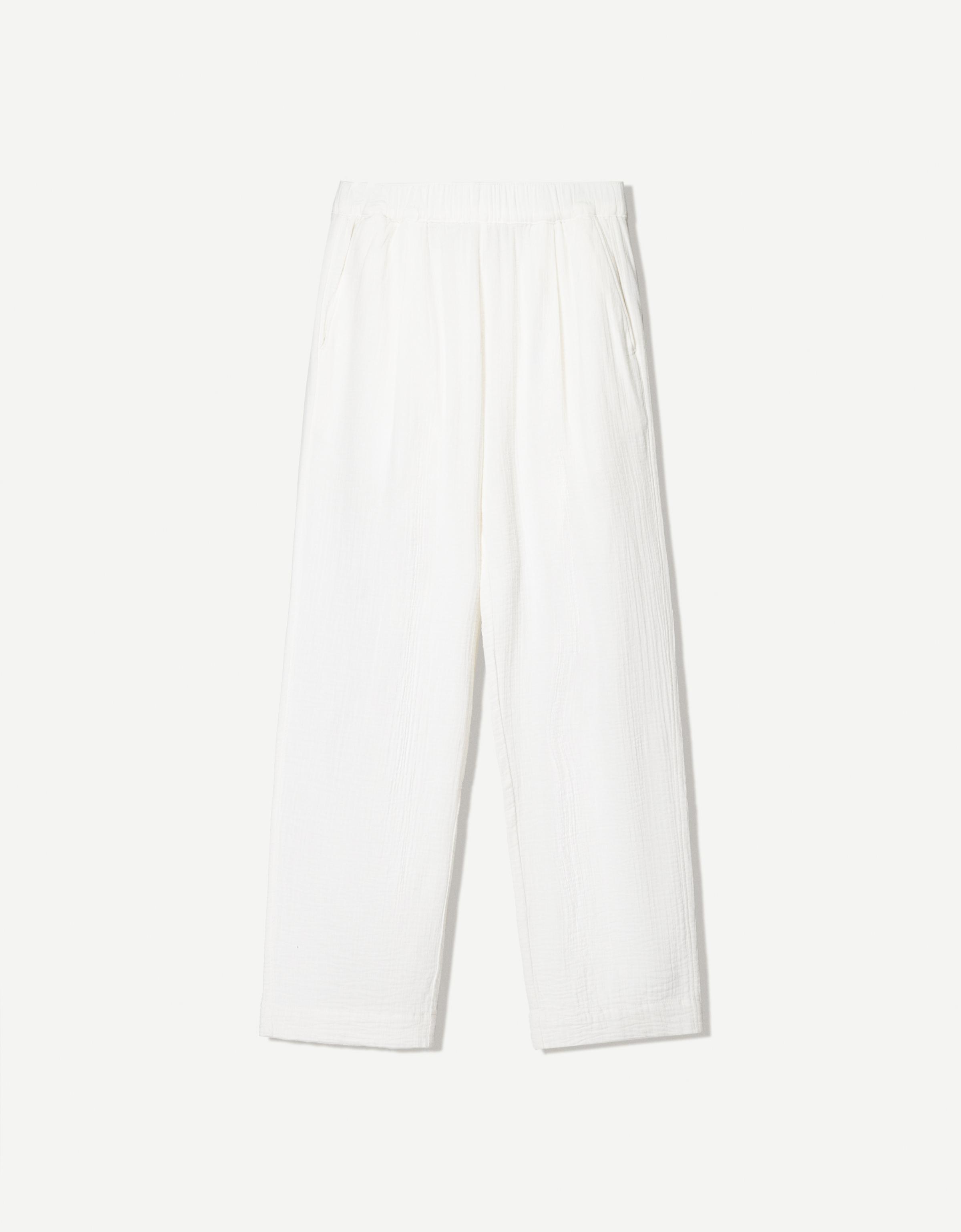 Bershka Wide-Leg-Hose Herren L Weiss