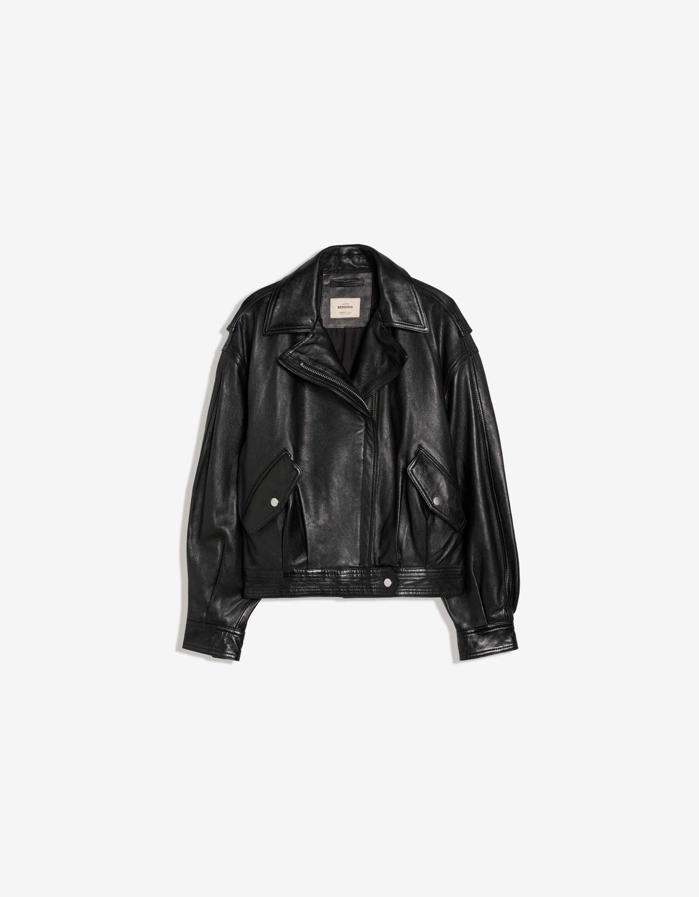 Leather biker jacket — Black