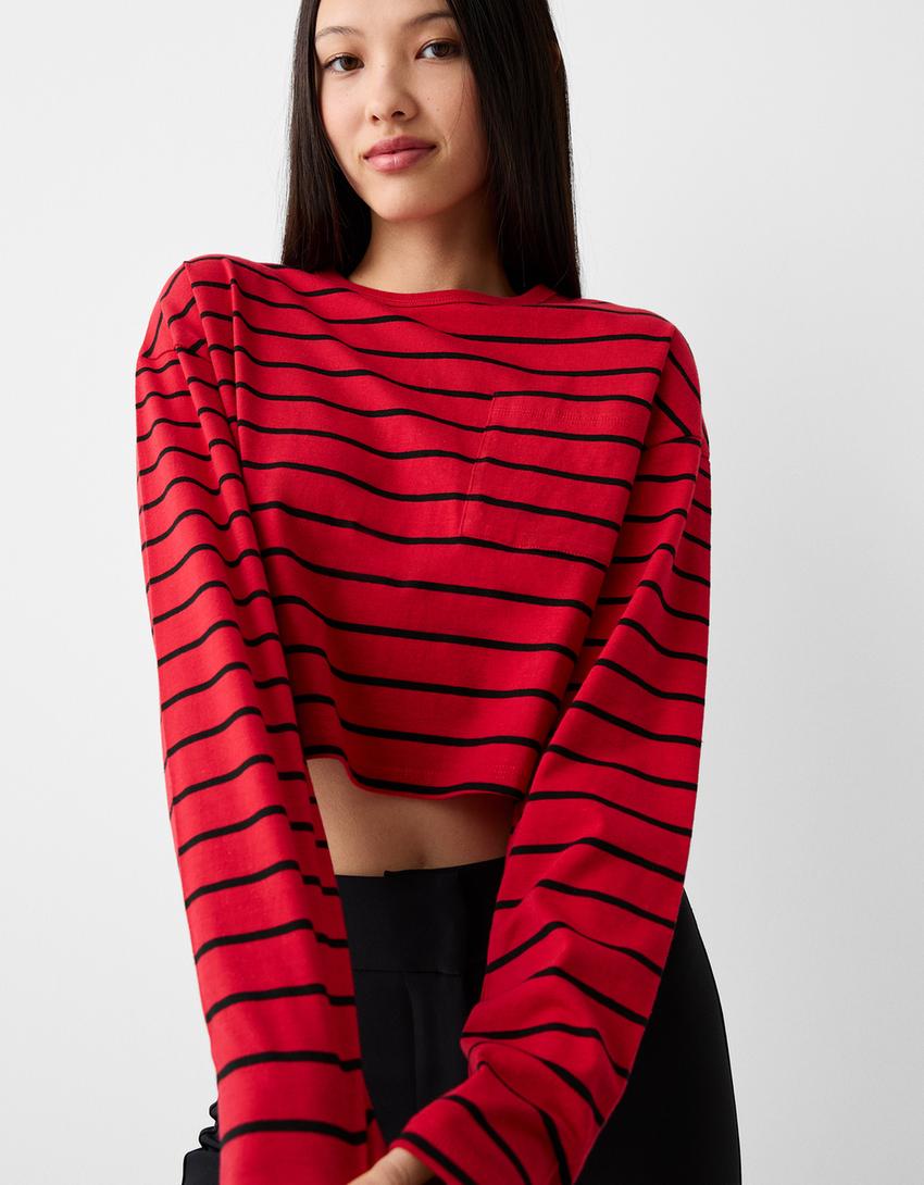 Pull rayé-Noir / Rouge-2