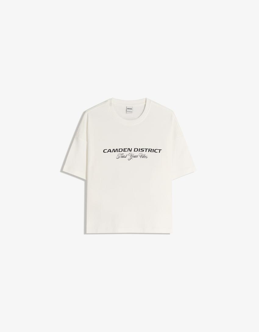 T-shirt à manches courtes imprimé-Blanc