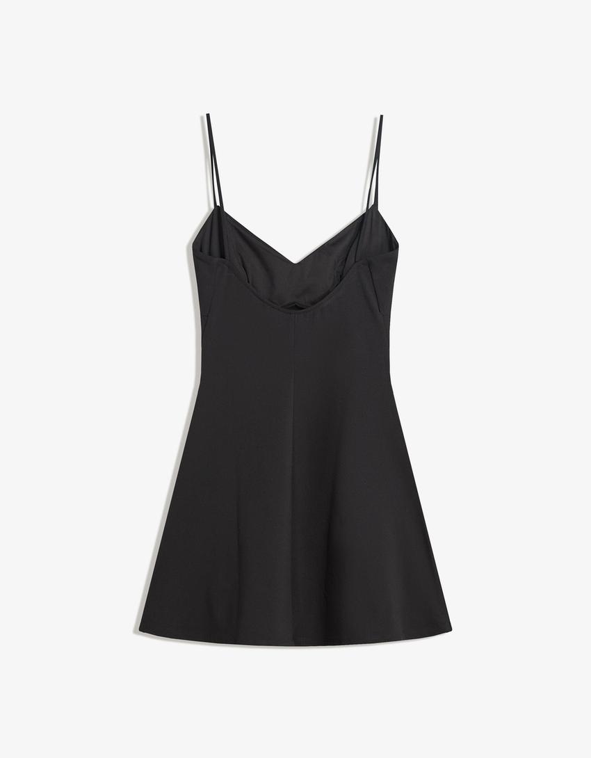 Mini-jurk met bandjes-Zwart