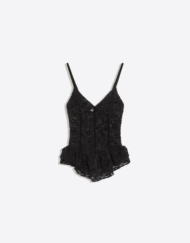 Ruffle lace strappy top — Black 5