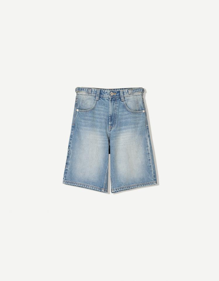 Balloon fit denim bermuda