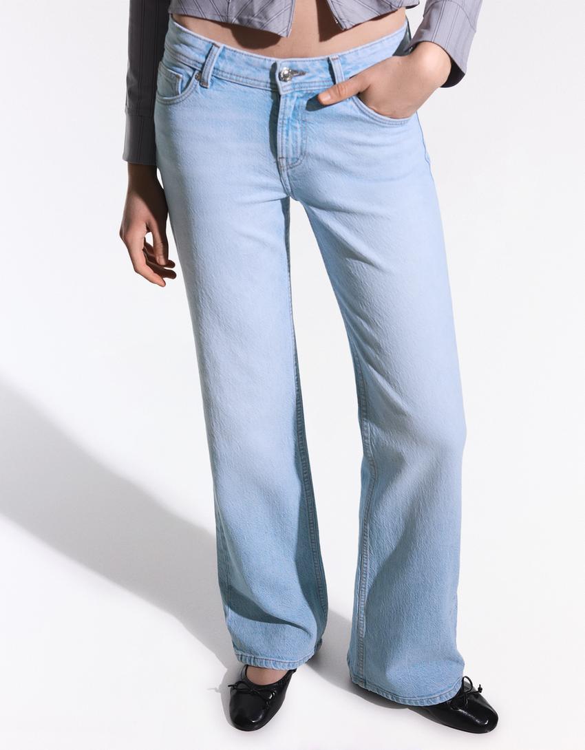 Low-rise boot-cut jeans-Light blue