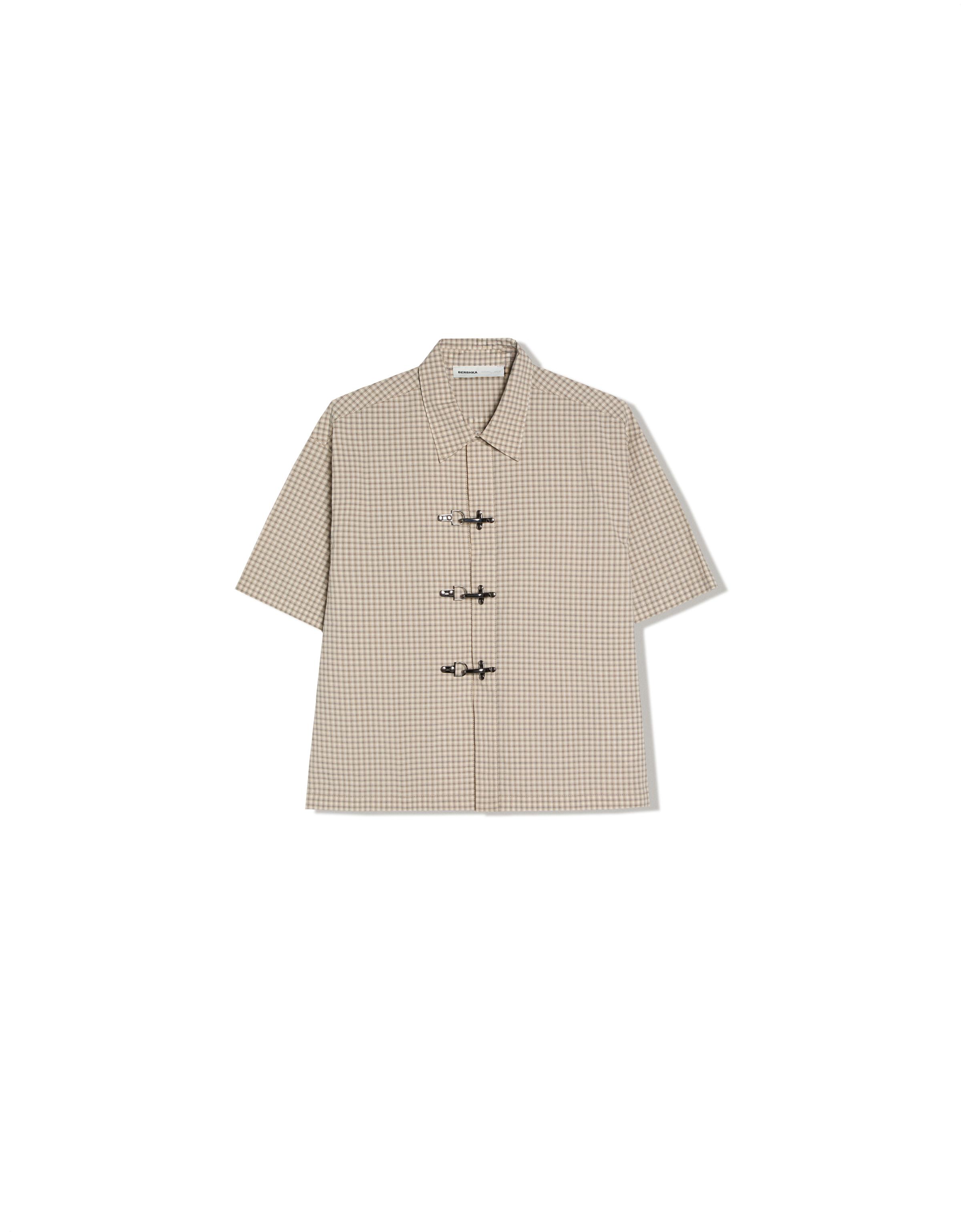 Short-sleeved clasp shirt — Beige