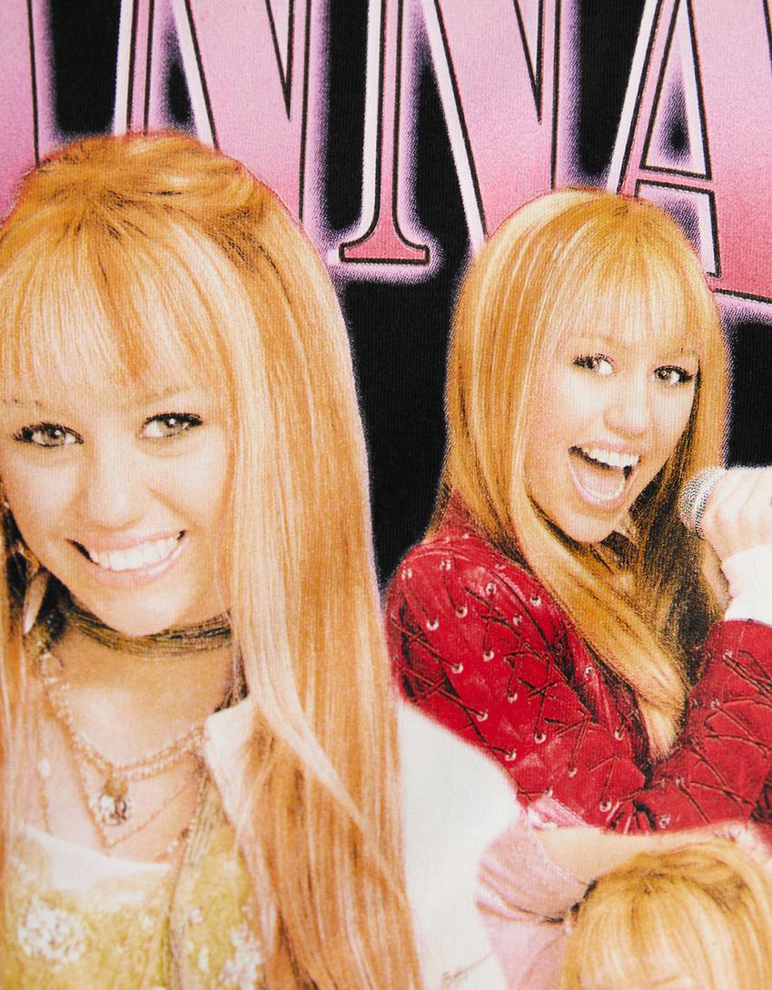 Hannah Montana print oversize short sleeve T-shirt-Black-5