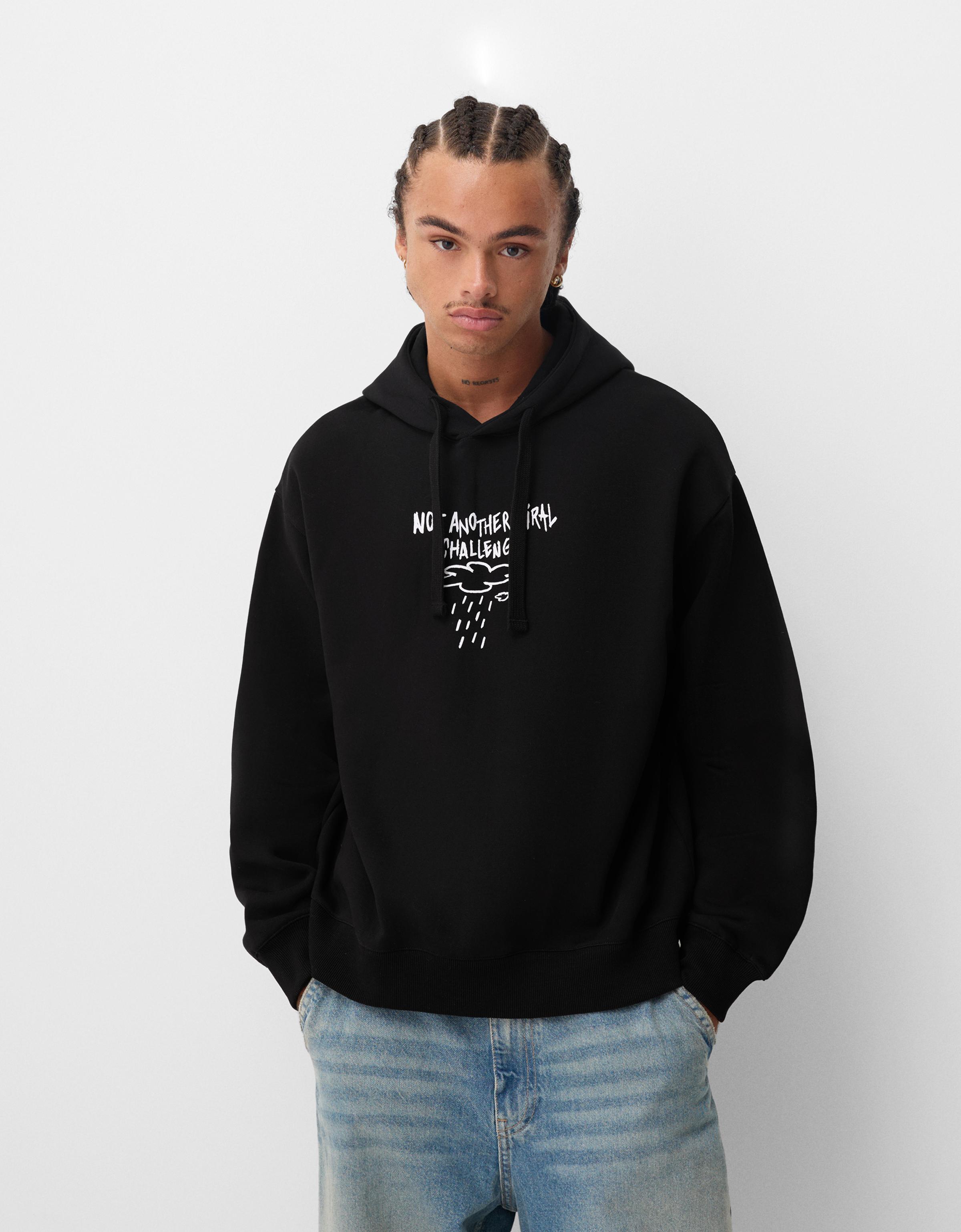 Bershka Hoodie Mit Print Herren Xs Schwarz