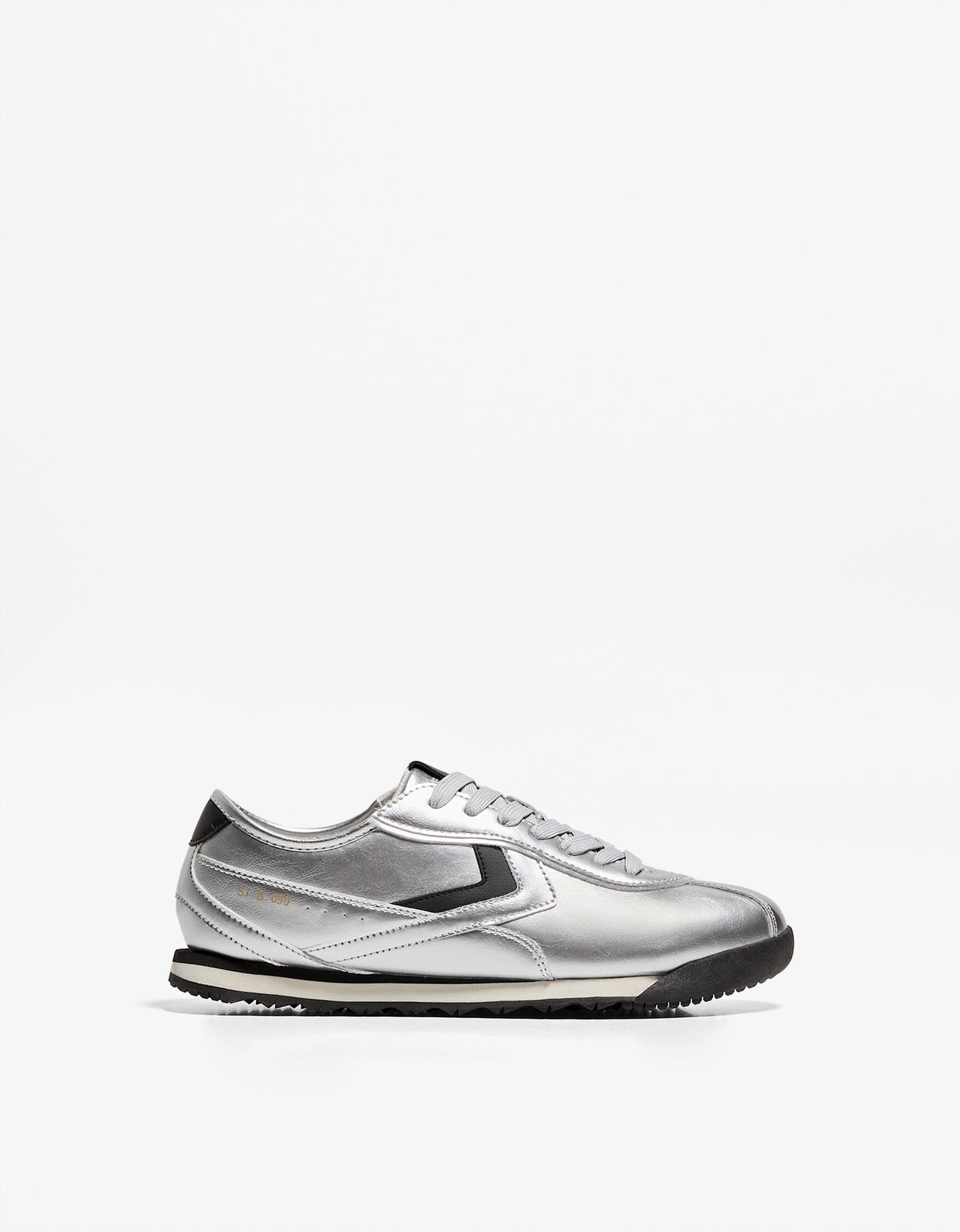 Bershka buty sportowe retro srebrny