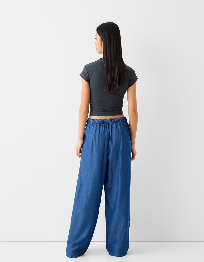 Lyocell culotte jeans-Blue-2