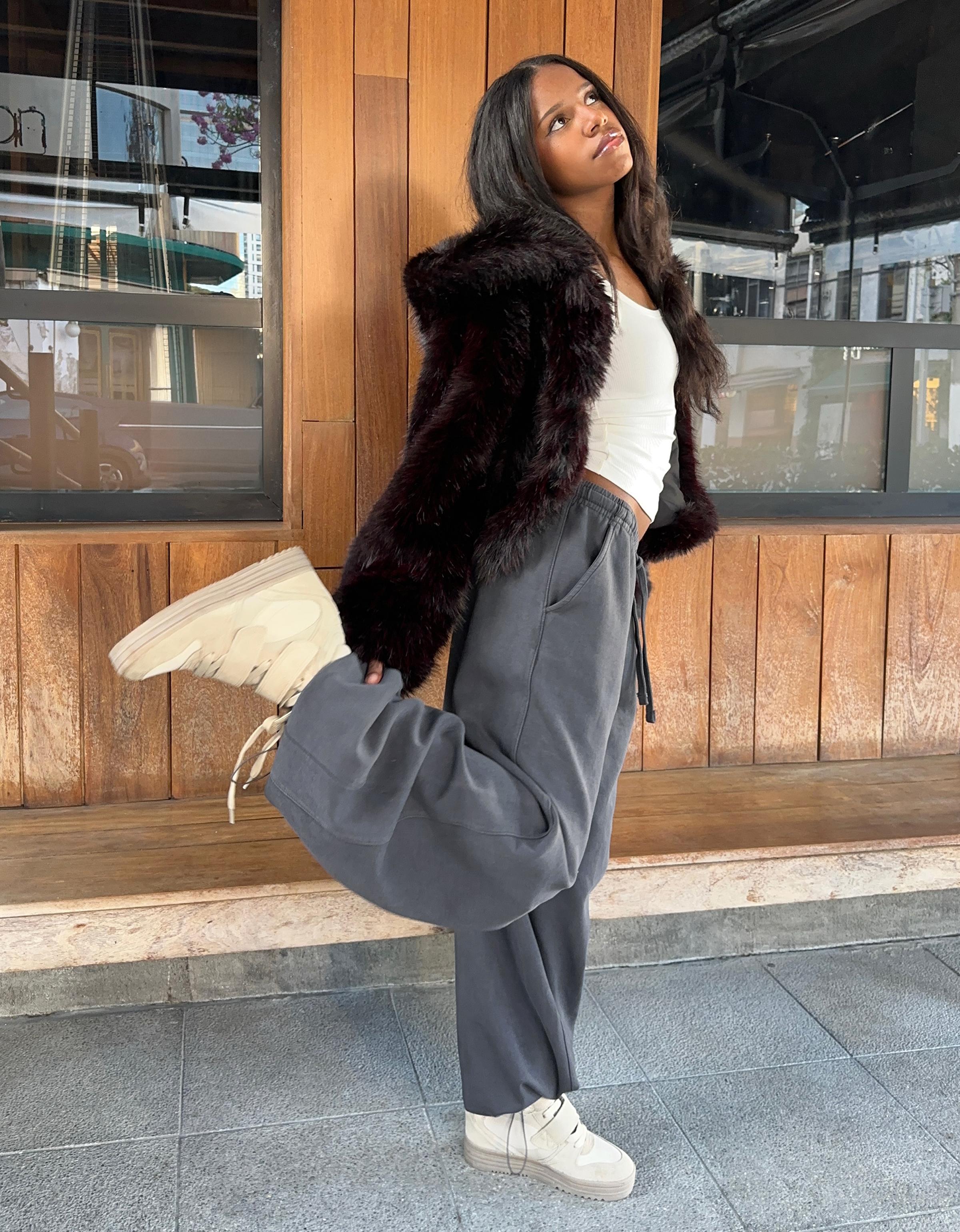 Barrel plush trousers with stoppers — Grey