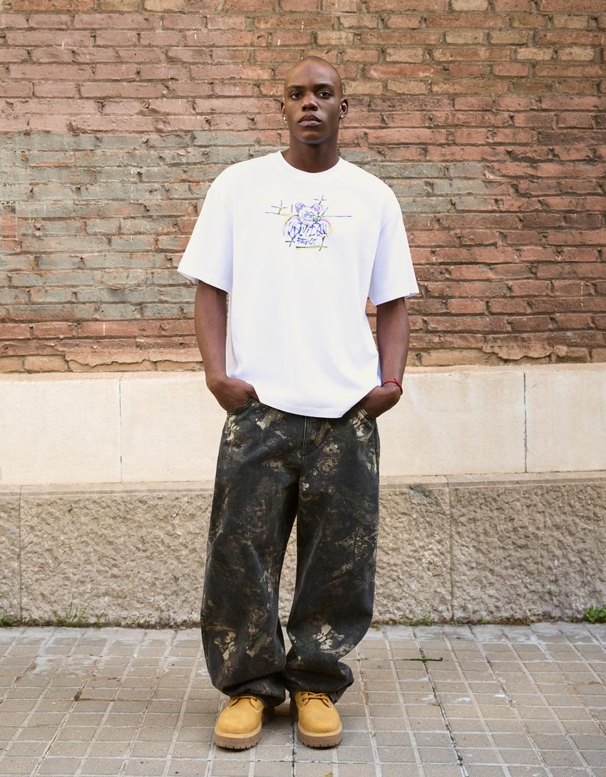 Short sleeve print T-shirt-White