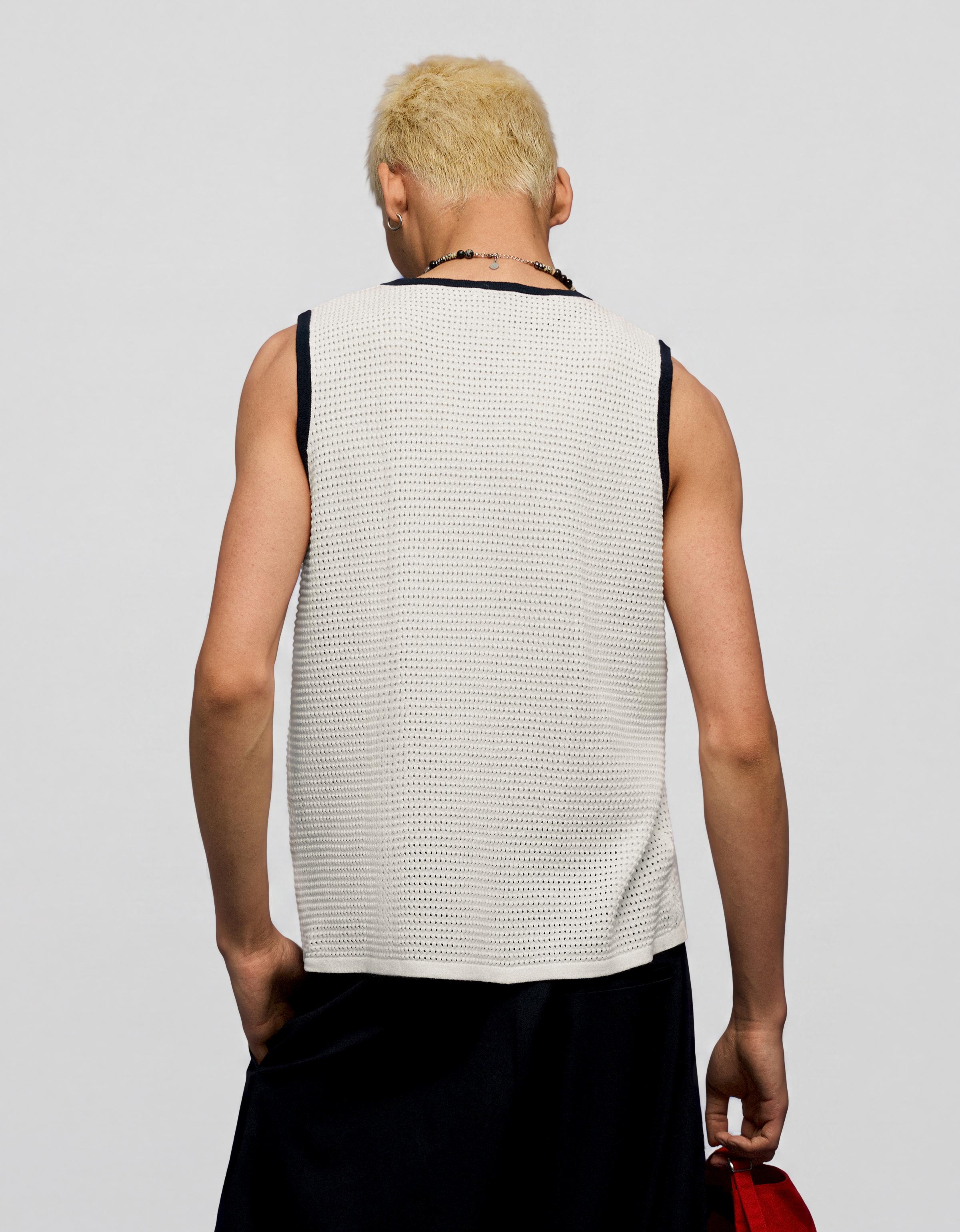 Contrast mesh vest top — Off white