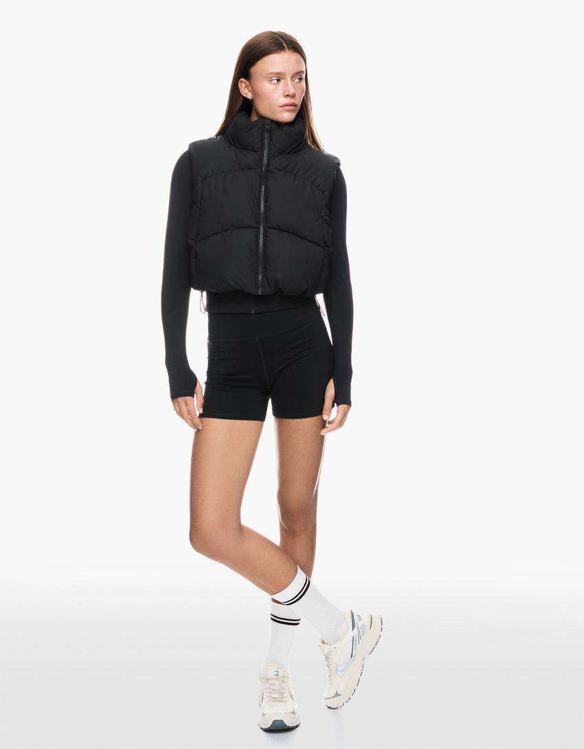 Cropped puffer gilet-Black