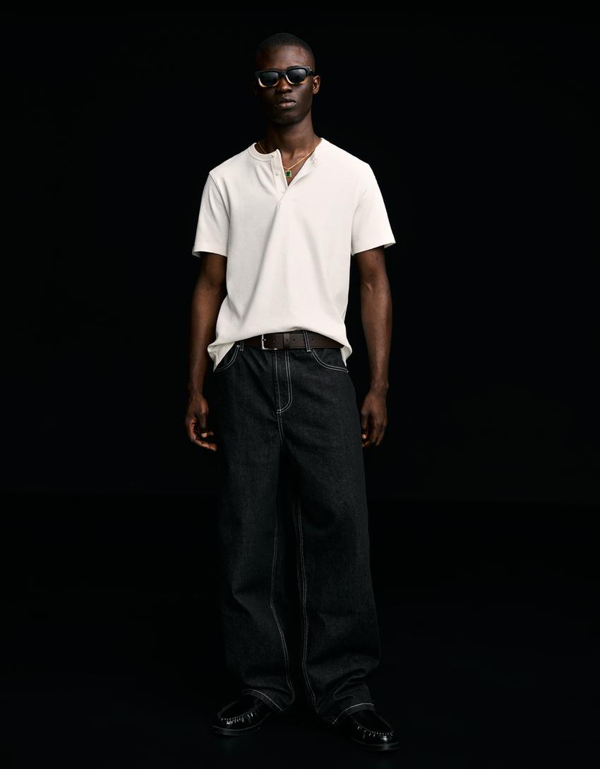 Majica kratkih rukava mrežaste teksture sa panaderom-Zagasitobela