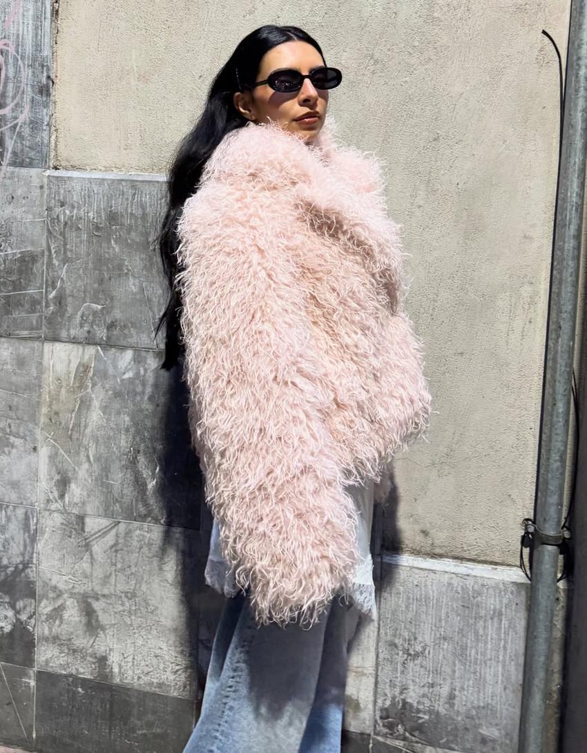 Faux fur jacket-Pink