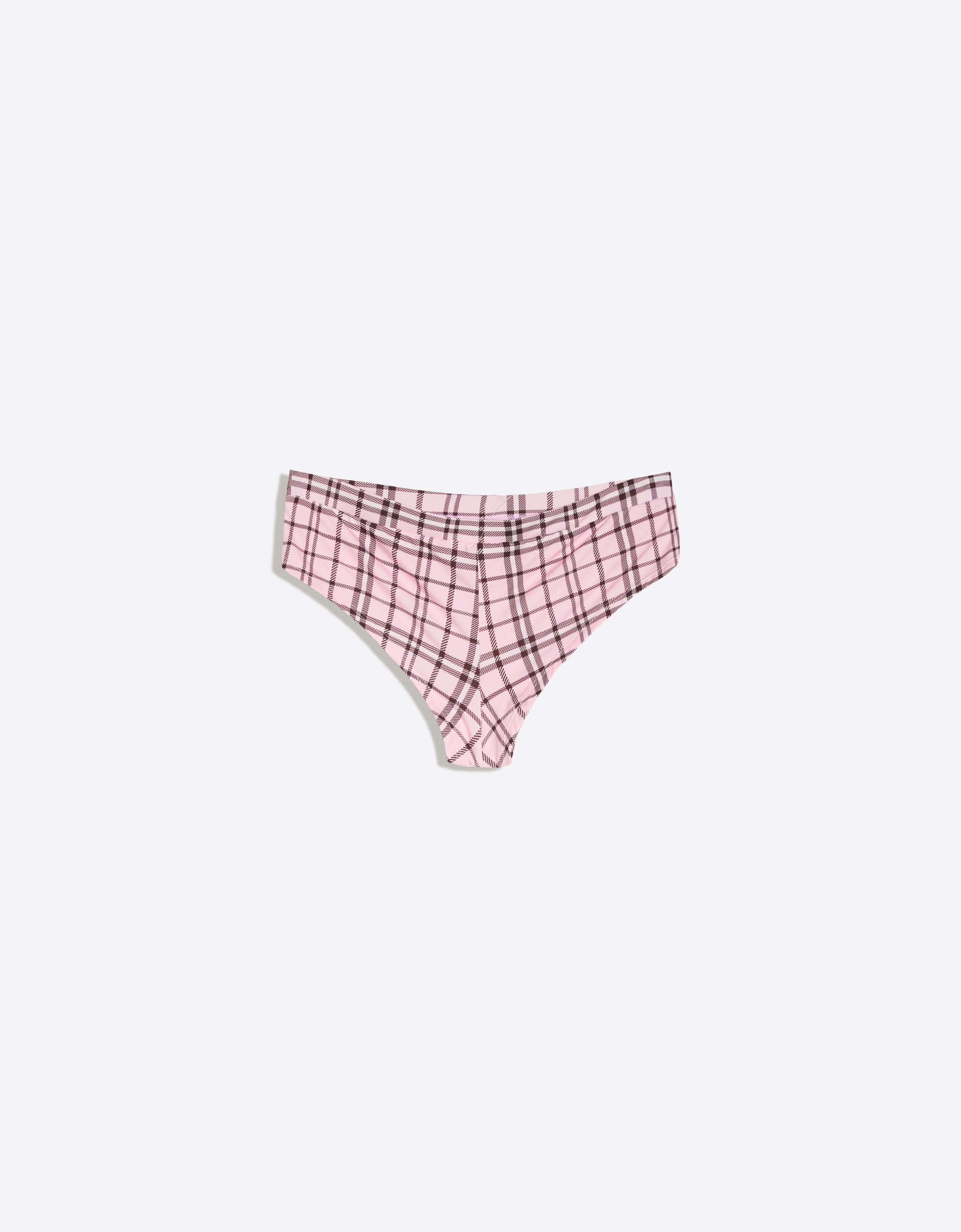 Checked culotte bikini briefs — Pink