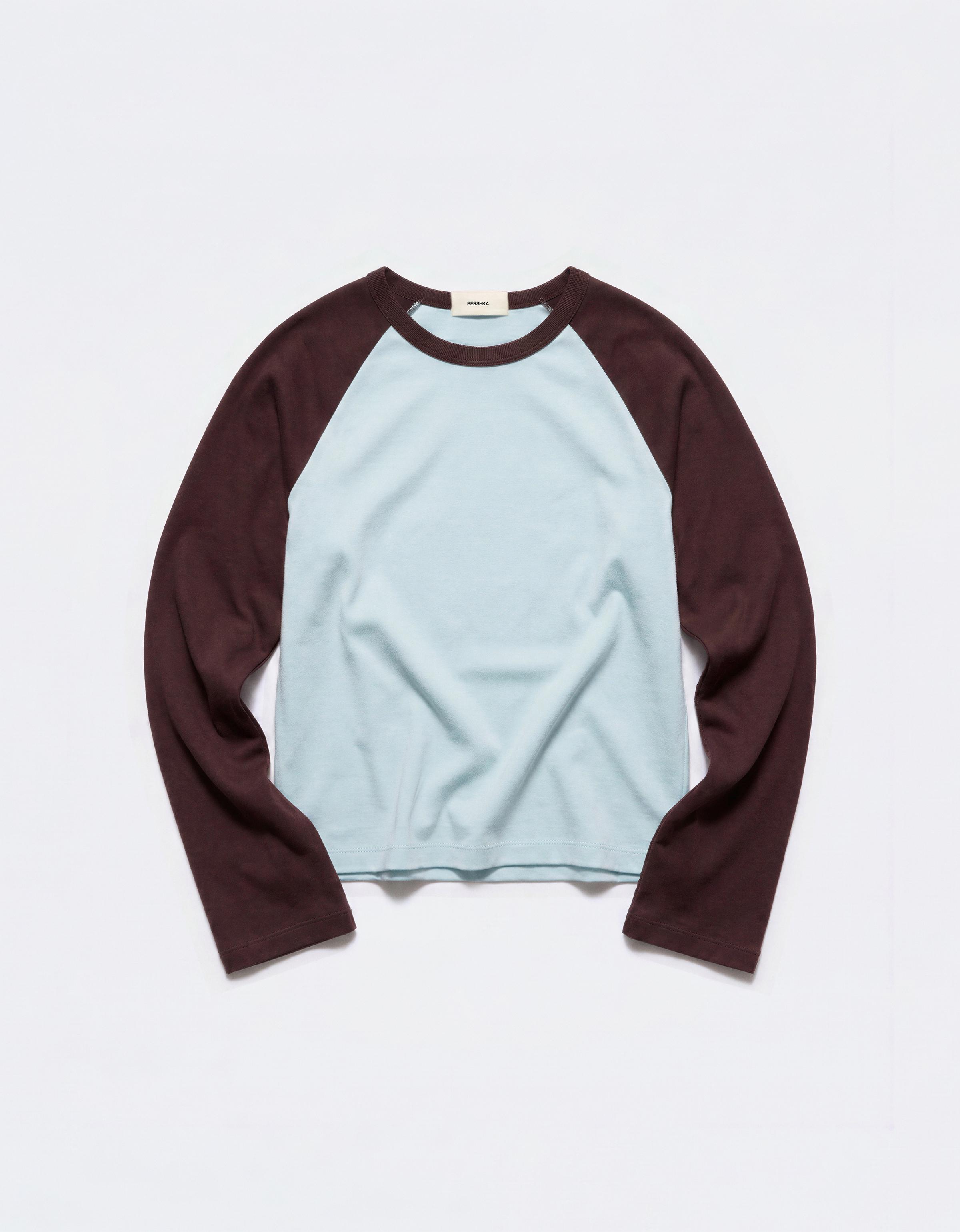 Round neck raglan jumper — Light blue