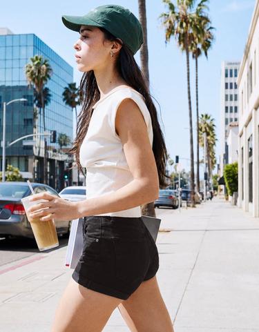 Roll-up denim shorts — Black 3