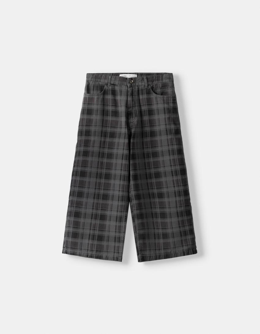 Calções bermuda jort quadrados-Cinza-4