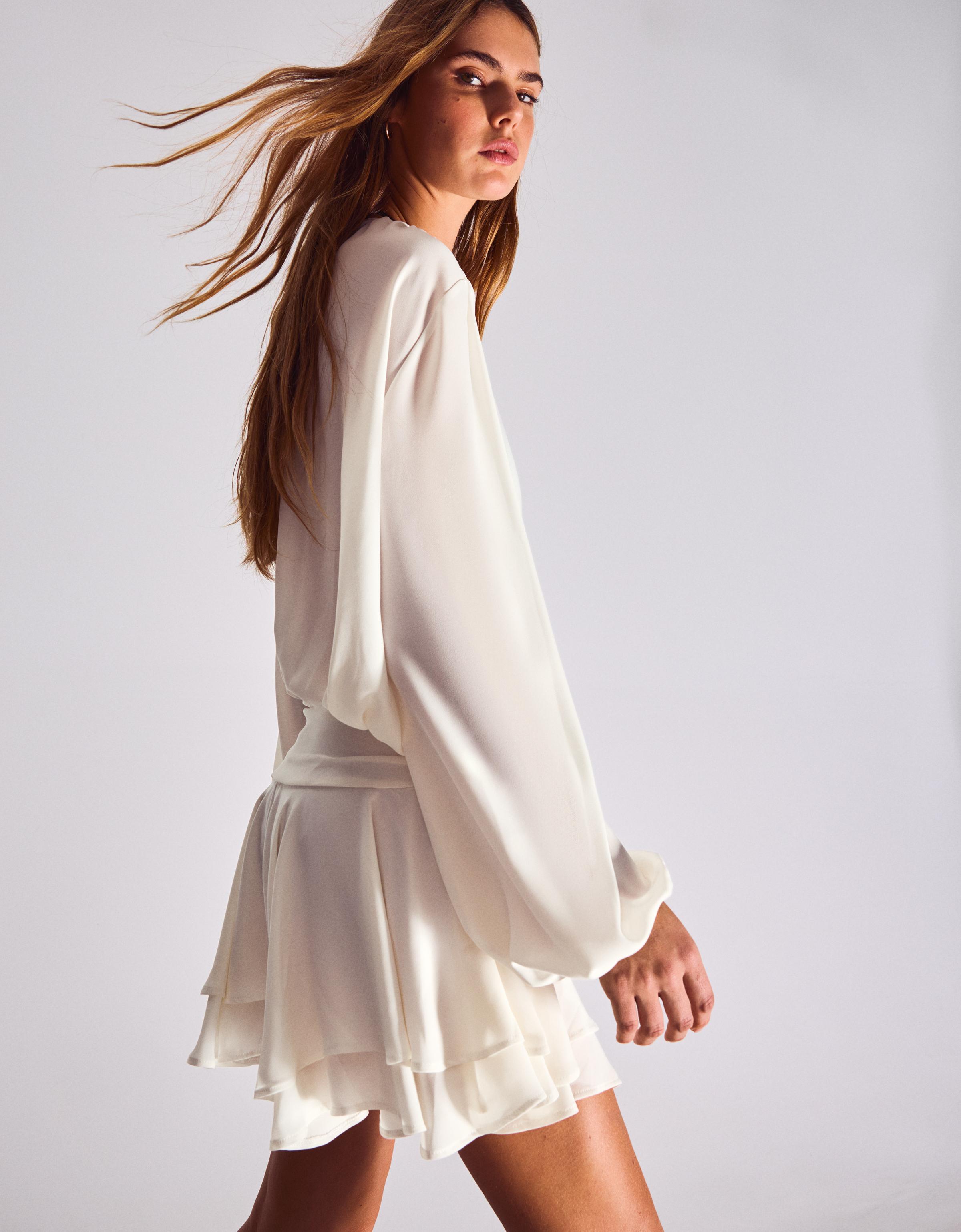 Kloş etekli kuşaklı mini elbise - Görsel 25