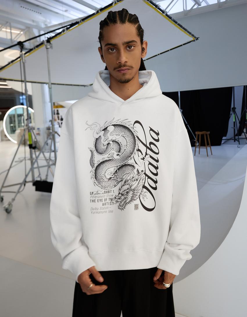 Digital filter dragon boxy sweatshirt Sweatshirts and hoodies