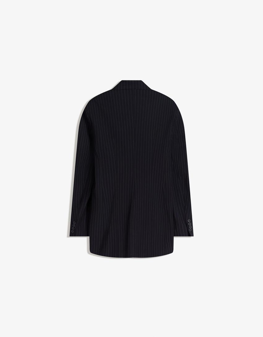 Blazer com botão lateral-Marinho