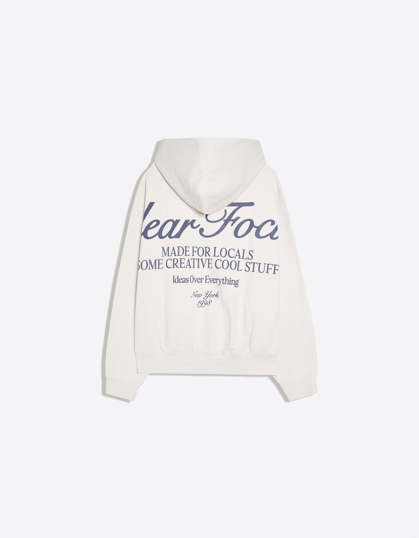 Hooded print sweatshirt-Grey