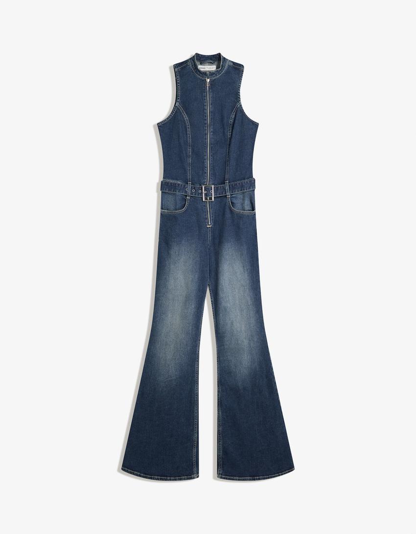 Mono denim flare-Azul