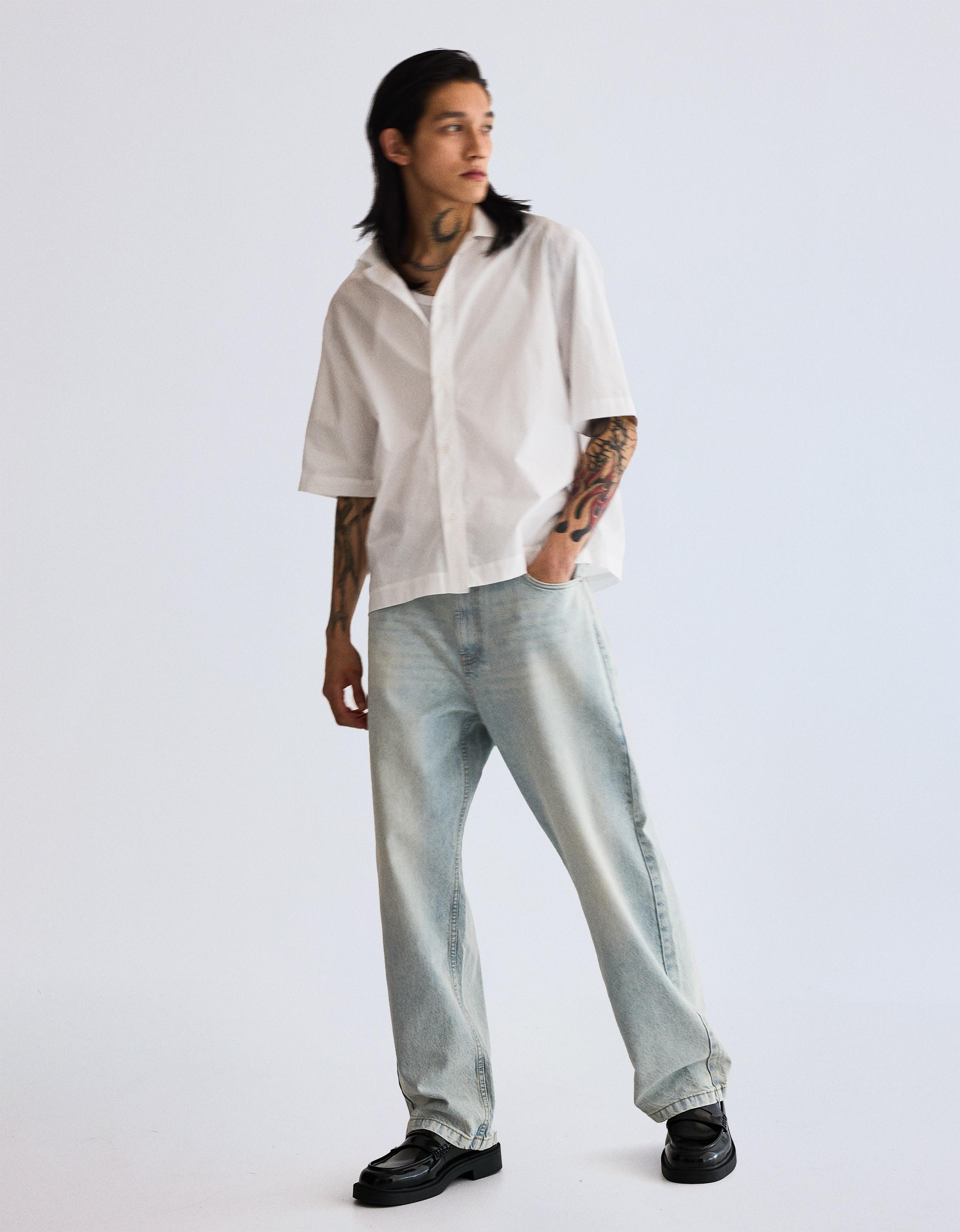 Tapered loose fit jeans — Light blue