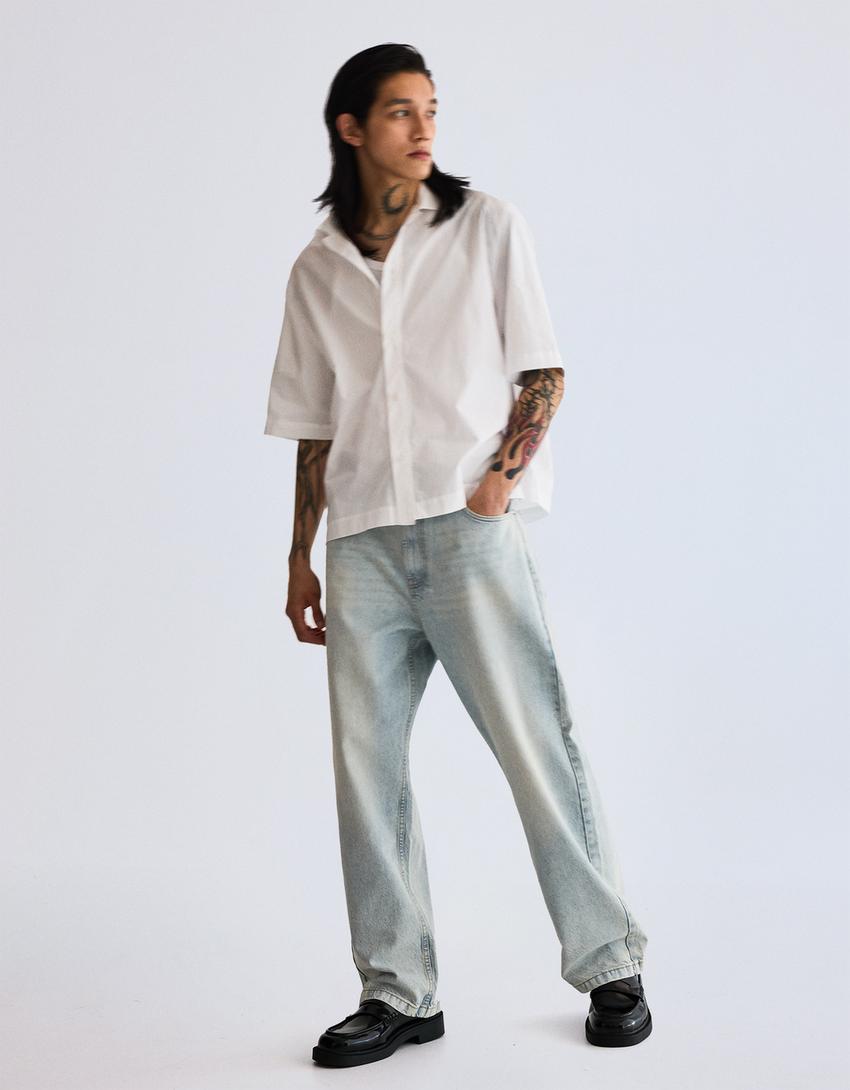 Jeans loose fit tapered-Bleu lavé