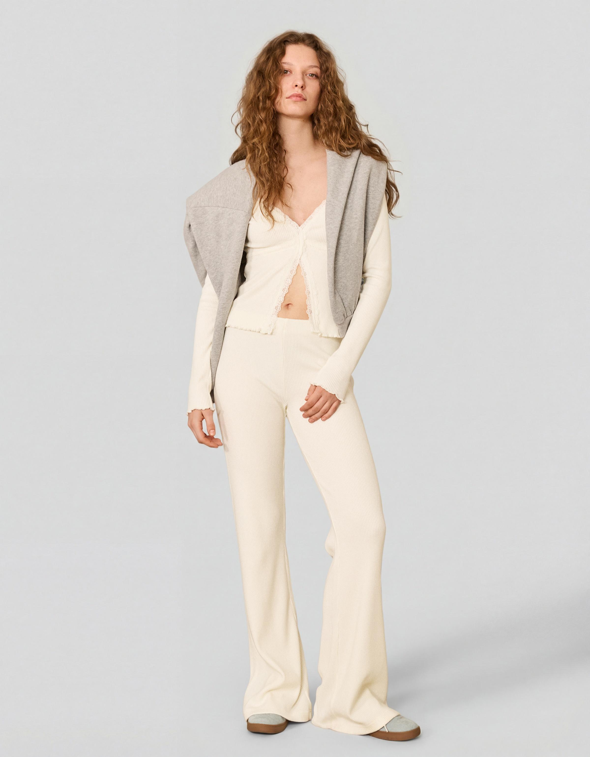 Yumuşak dokulu flare fit pantolon - Görsel 58