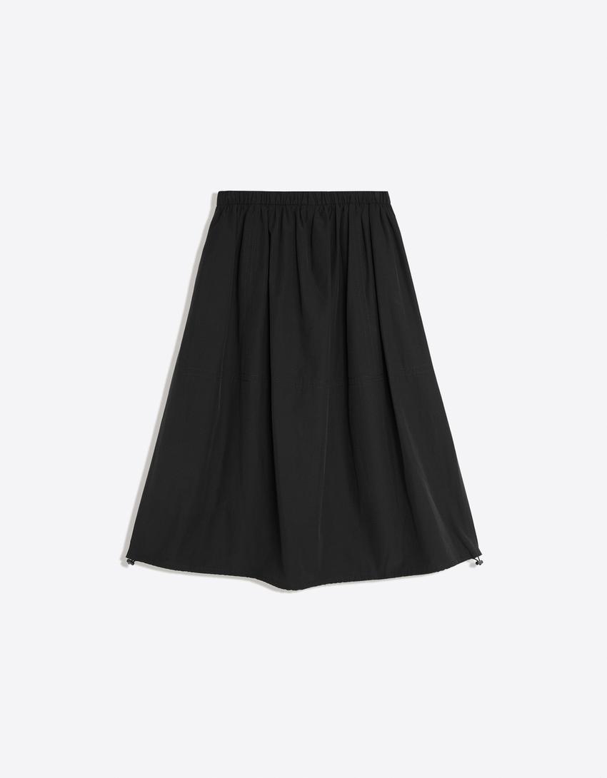Parachute midi skirt-Black