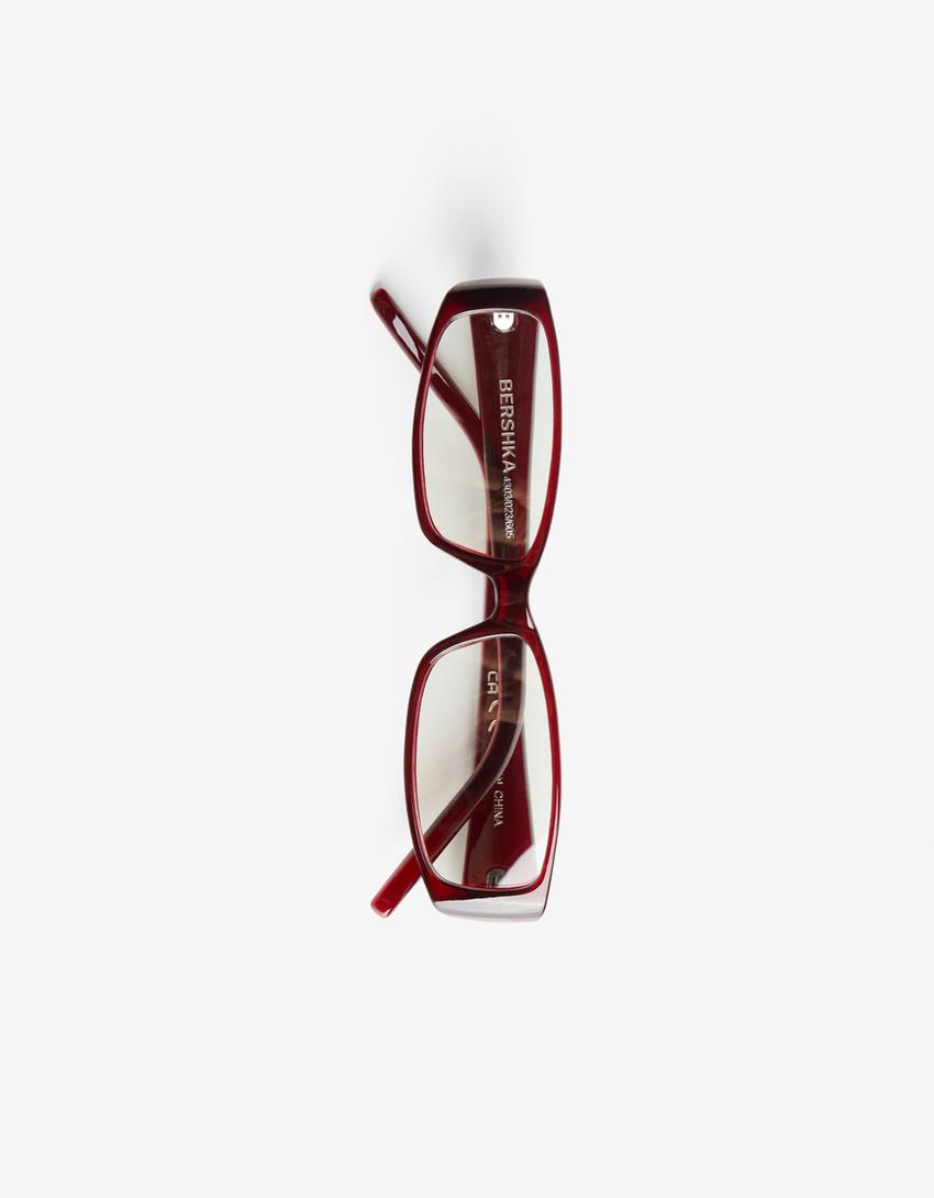 Lunettes rectangulaires en acétate filtre lumière bleue-Bordeaux-2