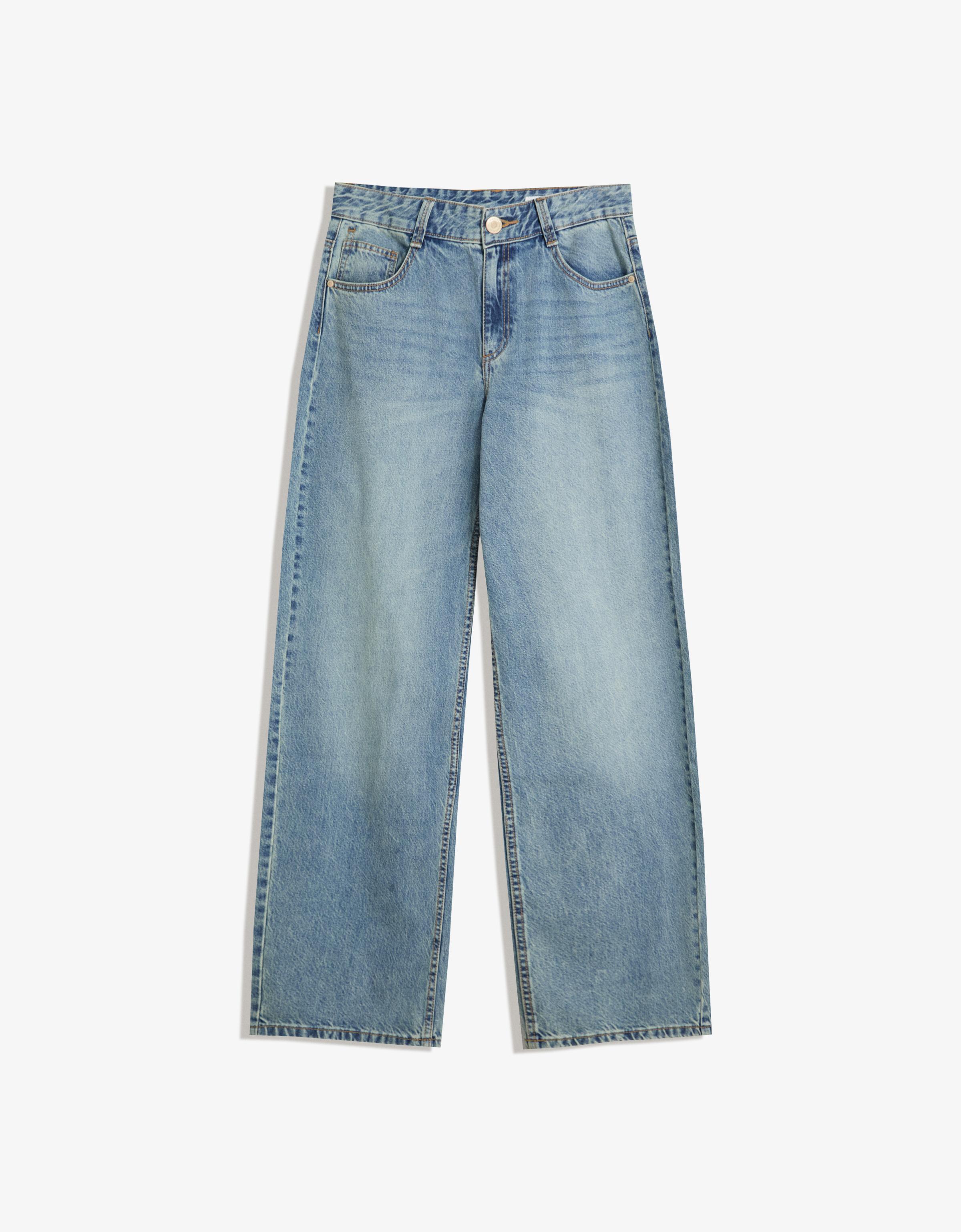 Bershka Baggy Barrel Jeans Damen 44 Ausgewaschenes Blau