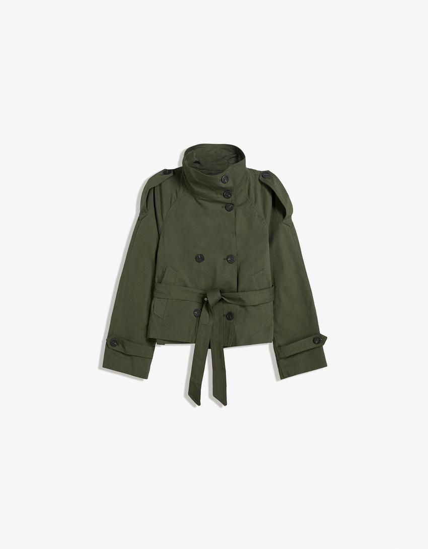 Cazadora trench corta-Kaki